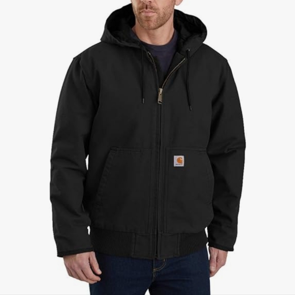 Carhartt Men's Black Loose Fit Duck Coat w/ Hood Relaxed Fit